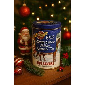 Vintage 1992 Life Savers Holiday Keepsake Tin Christmas Candy Retro Collectible